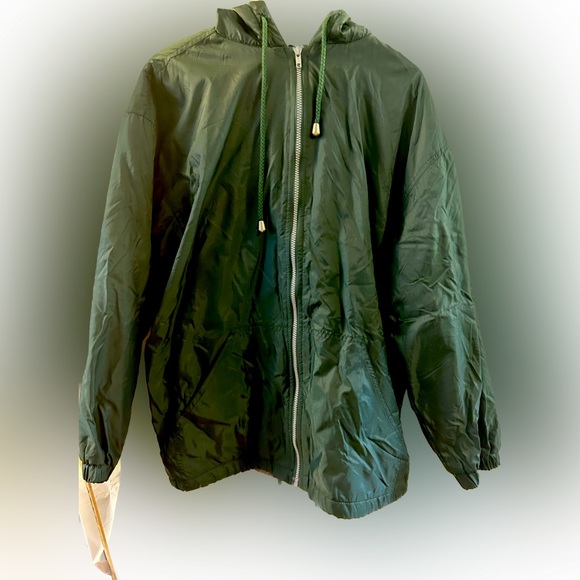 G2000 windbreaker jacket zip up hoodie green full fleece lining hooded small - Picture 1 of 8